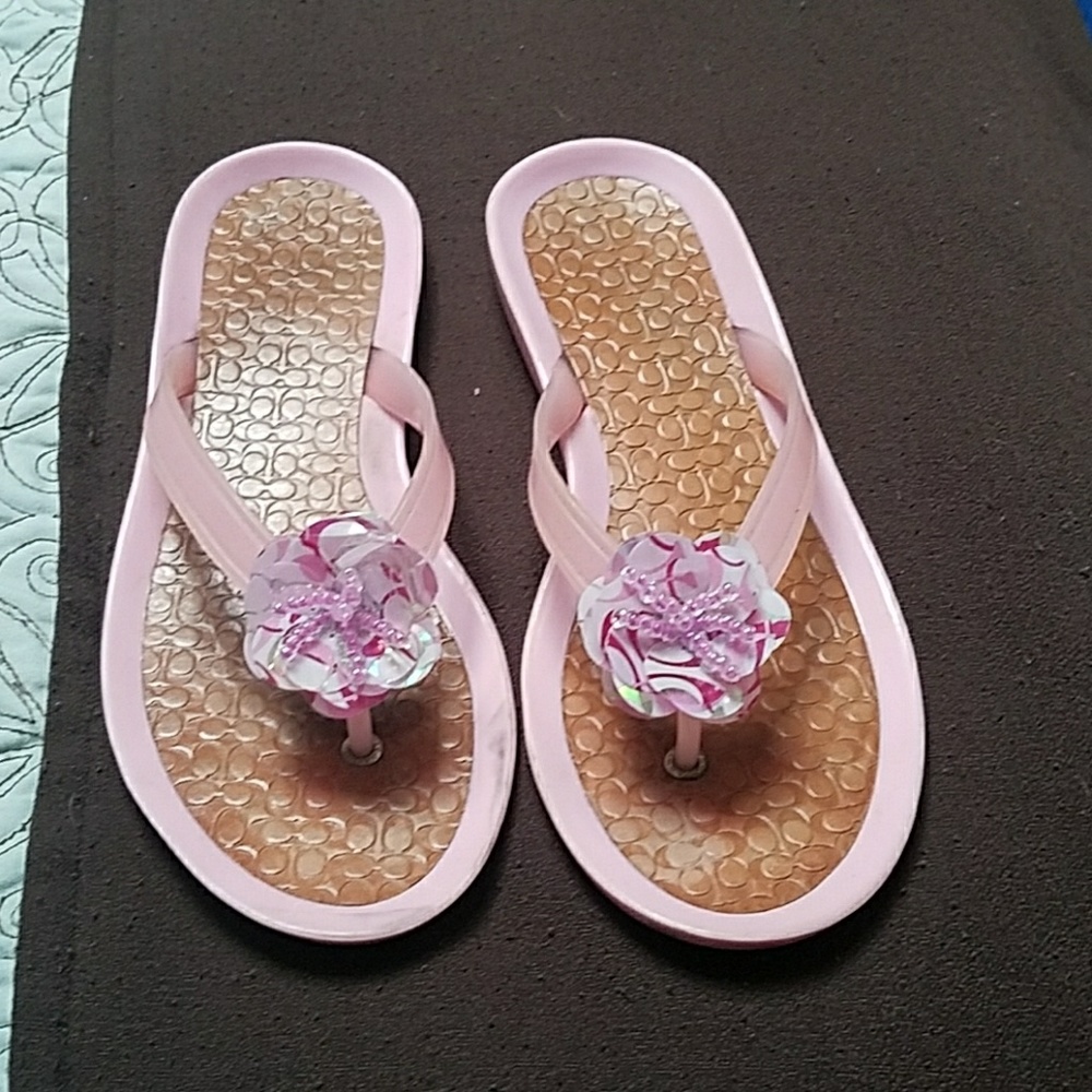 Authentic Coach Pink Hali Rubber Flower Sandals